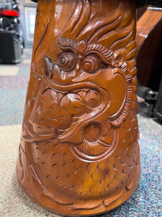 Djembe Drum with Hand Carved Dragon